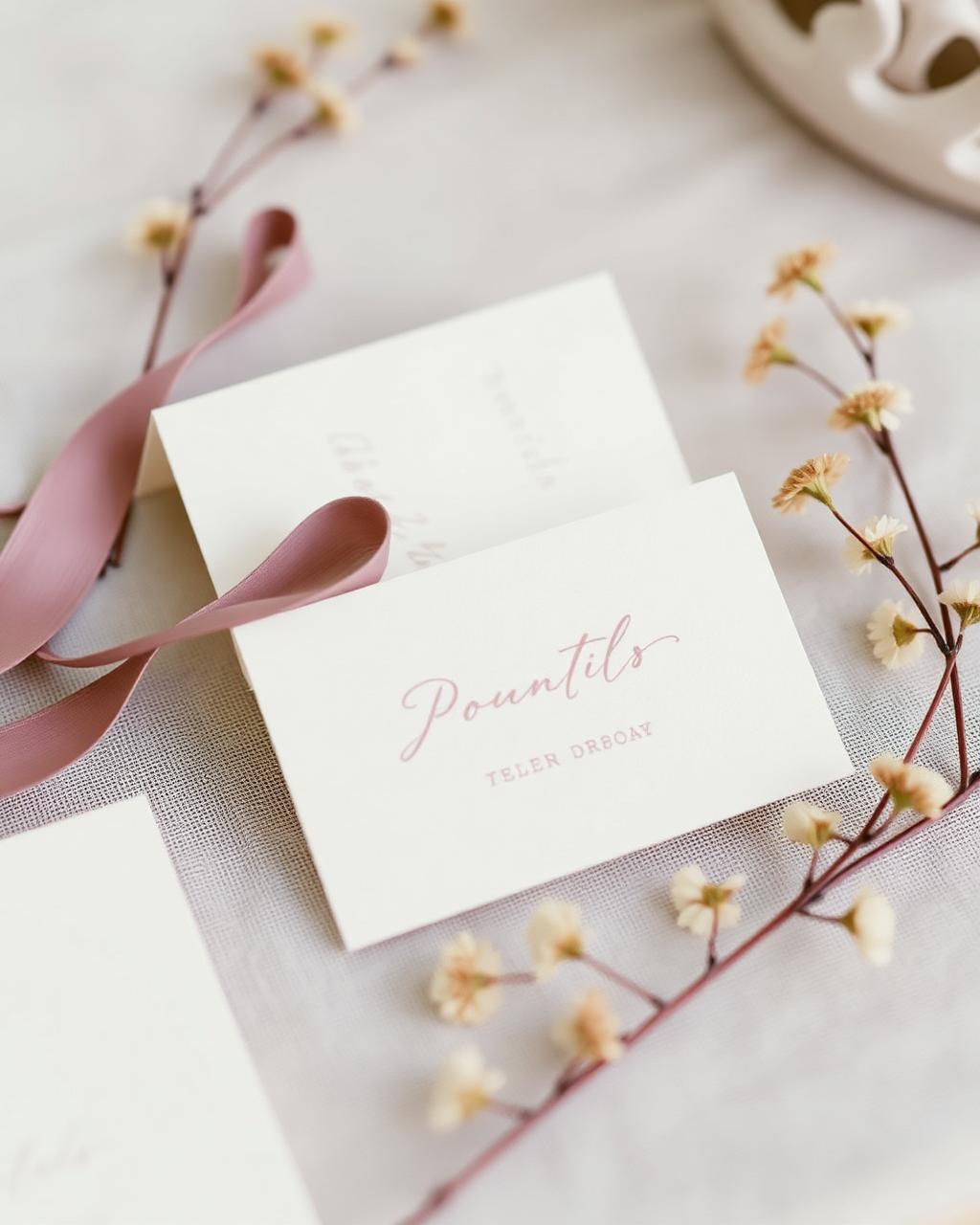 Place cards in dusty mauve